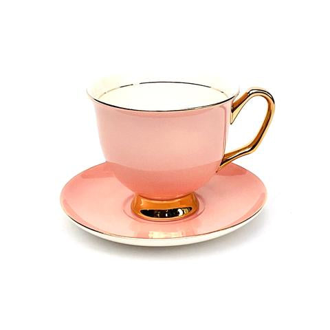 Pale pink tea cup and saucer