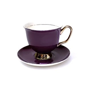 Aubergine tea cup and saucer
